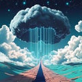Futuristic Cloud with Digital Pathway: Conceptual Technology Visualization Royalty Free Stock Photo
