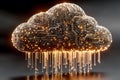 Futuristic Cloud Technology Concept with Digital Circuitry and Glowing Lights for Innovation Design Generative AI Royalty Free Stock Photo