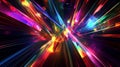 A futuristic color prism backdrop with angular prisms refracting intense rainbow light into