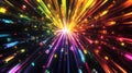A futuristic color prism backdrop featuring sharp prisms refracting intense rainbow beams of light,