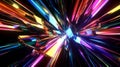 A futuristic color prism backdrop featuring sharp prisms refracting intense rainbow beams of light,