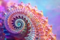 A futuristic, colorful abstract background featuring intricate, layered fractal spirals. The