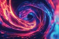 A futuristic, colorful abstract background featuring intricate, layered fractal spirals. The