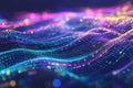 A futuristic, colorful abstract background inspired by quantum energy fields. The glowing
