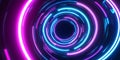 A futuristic, colorful abstract background with pulsating neon rings. The glowing concentric