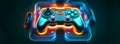 Futuristic Colorful neon gaming controllers, futuristic joysticks