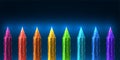 Futuristic Colorful Pencils Vector Illustration with Abstract Wireframe Design