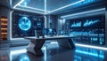 Futuristic Command Center with Data Displays Royalty Free Stock Photo