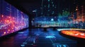 Futuristic command center showing complex data visualizations on multiple screens Royalty Free Stock Photo