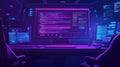 Futuristic command center displaying programming code and data Royalty Free Stock Photo