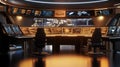 Futuristic command center with glowing data screens Royalty Free Stock Photo