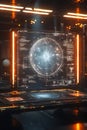 Futuristic command center interface with glowing data. Advanced tech display, Portrait Images Generative AI Royalty Free Stock Photo