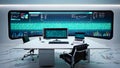 Futuristic Command Center with Large Screen Displaying Data and Binary Code bbe8 photo Royalty Free Stock Photo