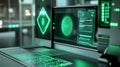 Futuristic command center monitoring cyber security threats with advanced technology Royalty Free Stock Photo