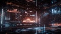 Futuristic command center showing global data and analytics on multiple screens Royalty Free Stock Photo