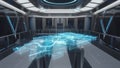 Futuristic command center showing hologram of city infrastructure