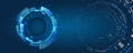 Futuristic composition of high-tech elements on a blue background. Computer technologies for presentation. Abstract technology Royalty Free Stock Photo