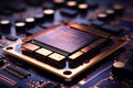 Futuristic Computer Board with Advanced GPU, RAM Microchip, and Powerful CPU for AI Tech Innovation Royalty Free Stock Photo