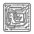 Futuristic computer chip circuit board outline icon in vector format Royalty Free Stock Photo