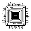 Futuristic computer chip circuit board outline icon in vector format Royalty Free Stock Photo