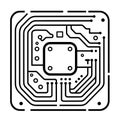 Futuristic computer chip circuit board outline icon in vector format Royalty Free Stock Photo