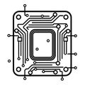 Futuristic computer chip circuit board outline icon in vector format Royalty Free Stock Photo