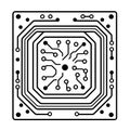 Futuristic computer chip circuit board outline icon in vector format Royalty Free Stock Photo