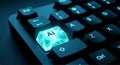 Futuristic computer keyboard with glowing electric Ai key and artificial intelligence concept Royalty Free Stock Photo