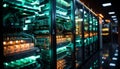 Futuristic computer lab orders data for global communications network generated by AI Royalty Free Stock Photo