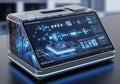 Futuristic computer with a transparent casing Royalty Free Stock Photo