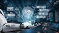 Futuristic Concept of AI Interface Technology with Robotic Arm Showcasing Generative AI Capabilities and Data Royalty Free Stock Photo