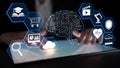 Futuristic Concept of Artificial Intelligence and Technology Integration in Business, Education, Health, and Security Royalty Free Stock Photo