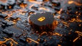 A futuristic concept of cloud security featuring a glowing neon padlock and intricate circuit patterns, illustrating a