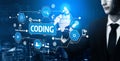 Futuristic Concept of Coding and Programming with Interface Elements and AI Technology in a Tech-Driven Modern Royalty Free Stock Photo
