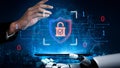 Futuristic Concept of Cybersecurity with Robotic Hands and Digital Shield Icon Representing Protection and Data Security Royalty Free Stock Photo