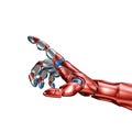 Futuristic Concept of a robotic mechanical arm matte chrome . Red-blue color. Template Isolated on white background.