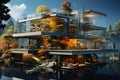 Futuristic conceptual house of the future Royalty Free Stock Photo