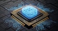 AI Brain on Microchip - Deep Learning CPU Royalty Free Stock Photo