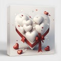 Futuristic conceptual 3D anime style heart with spots and splashes of bright colors