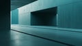 Futuristic concrete architectural space with cool blue-green lighting Royalty Free Stock Photo