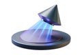 Futuristic cone projector emitting blue light beams Royalty Free Stock Photo
