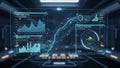Futuristic Control Panel with Data Visualizations and Interactive Map Royalty Free Stock Photo