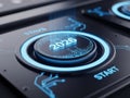 Futuristic control panel with 2026 display and start button Royalty Free Stock Photo