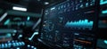 Futuristic control panel displaying advanced data analytics and visualizations, featuring graphs, metrics, and digital Royalty Free Stock Photo