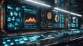 Futuristic control panel displaying data and user interface Royalty Free Stock Photo