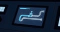 Futuristic Control Panel Displaying Pipe System Diagram Royalty Free Stock Photo
