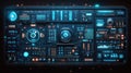 Futuristic control panel with glowing blue interface Royalty Free Stock Photo