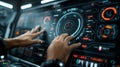 Futuristic Control Panel: Hands Navigating Advanced Technology