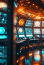Futuristic control panel interface, glowing tech dashboard, Portrait Images Generative AI Royalty Free Stock Photo