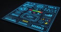 Futuristic Control Panel with Neon Blue Interface Royalty Free Stock Photo